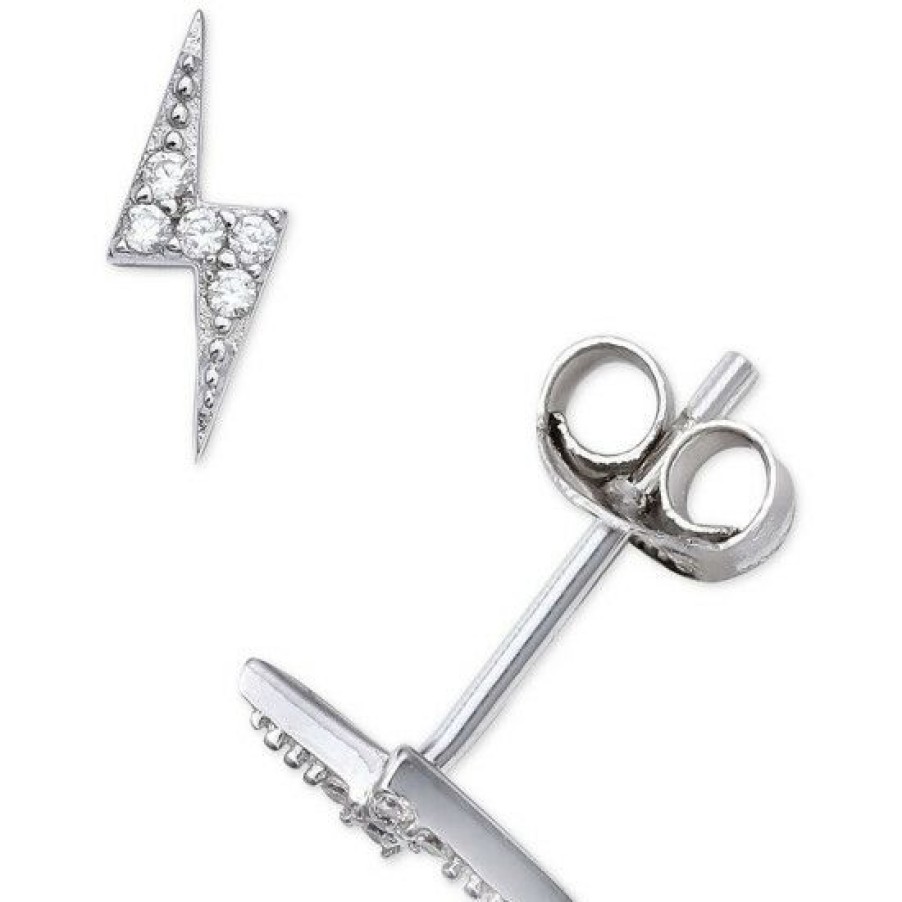 Jewelry & Watches * | Brand New Giani Bernini Cubic Zirconia Lightning Bolt Stud Earrings In , Created For Macy'S Sterling Silver