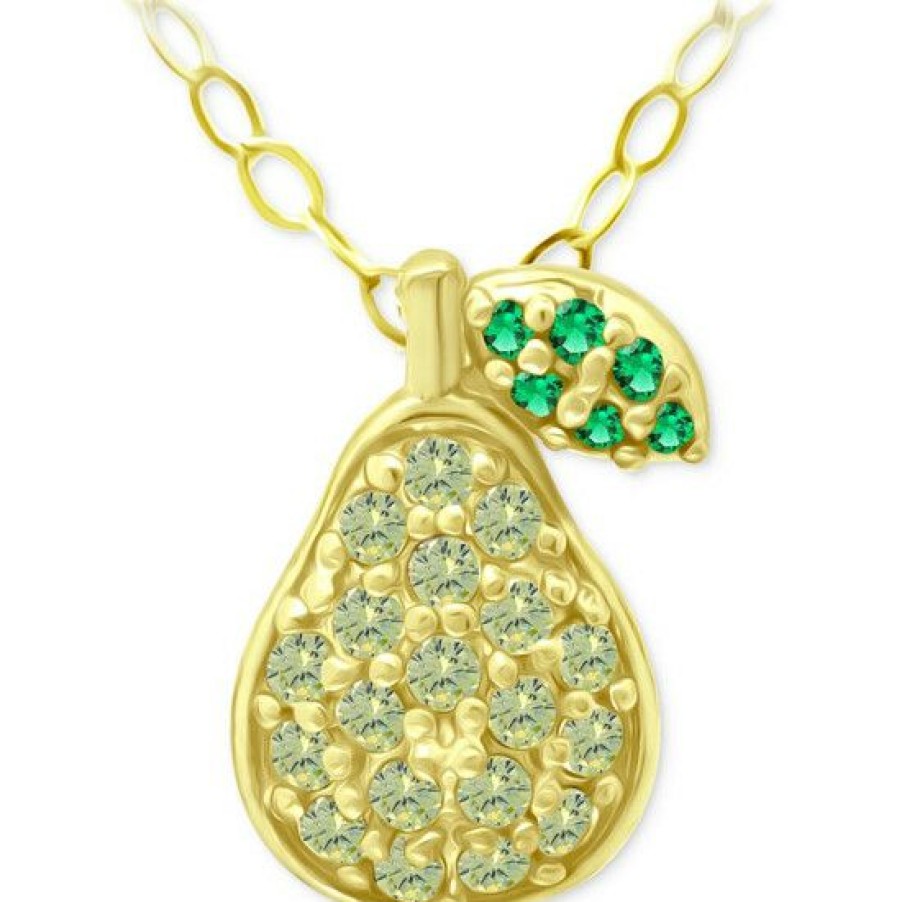 Jewelry & Watches * | Deals Giani Bernini Lemon Green & Green Quartz Pear Pendant Necklace, 16 + 2 Extender, Created For Macy'S