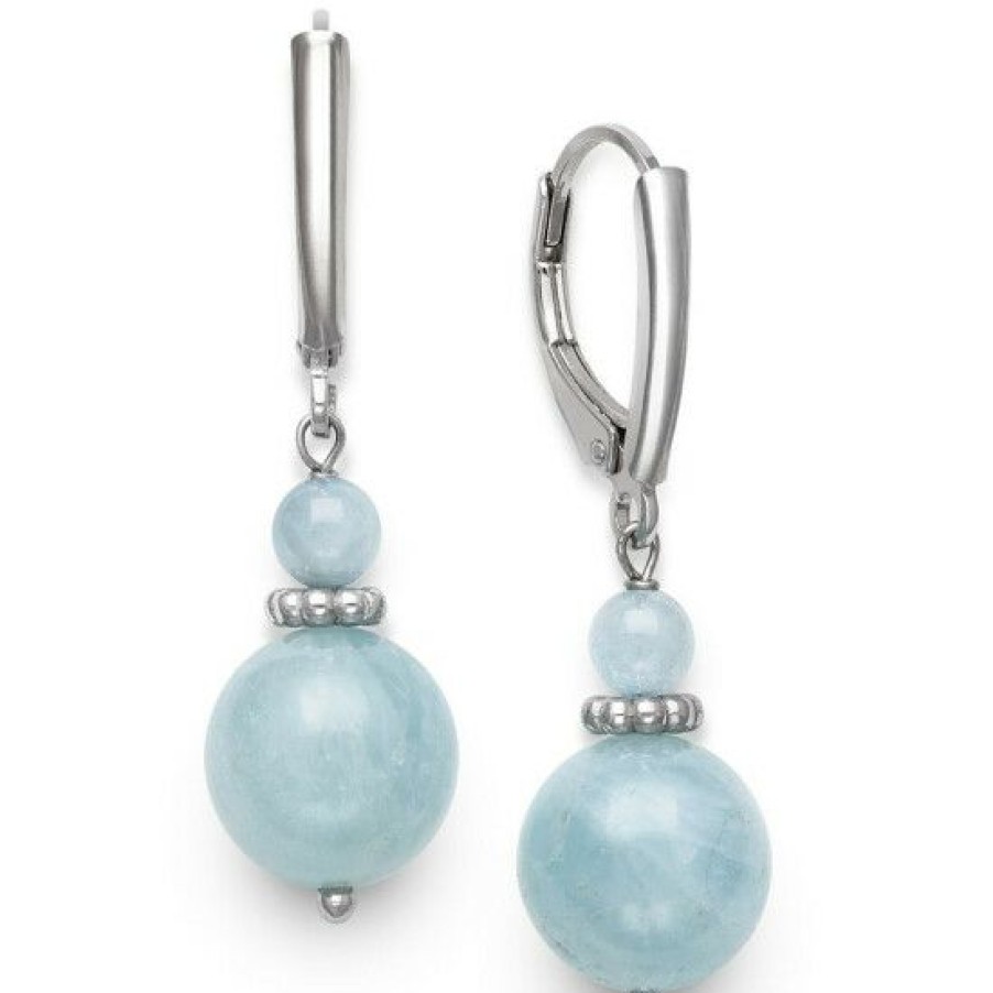 Jewelry & Watches * | Hot Sale Giani Bernini Milky Aquamarine Drop Earrings In , Created For Macy;S Sterling Silver