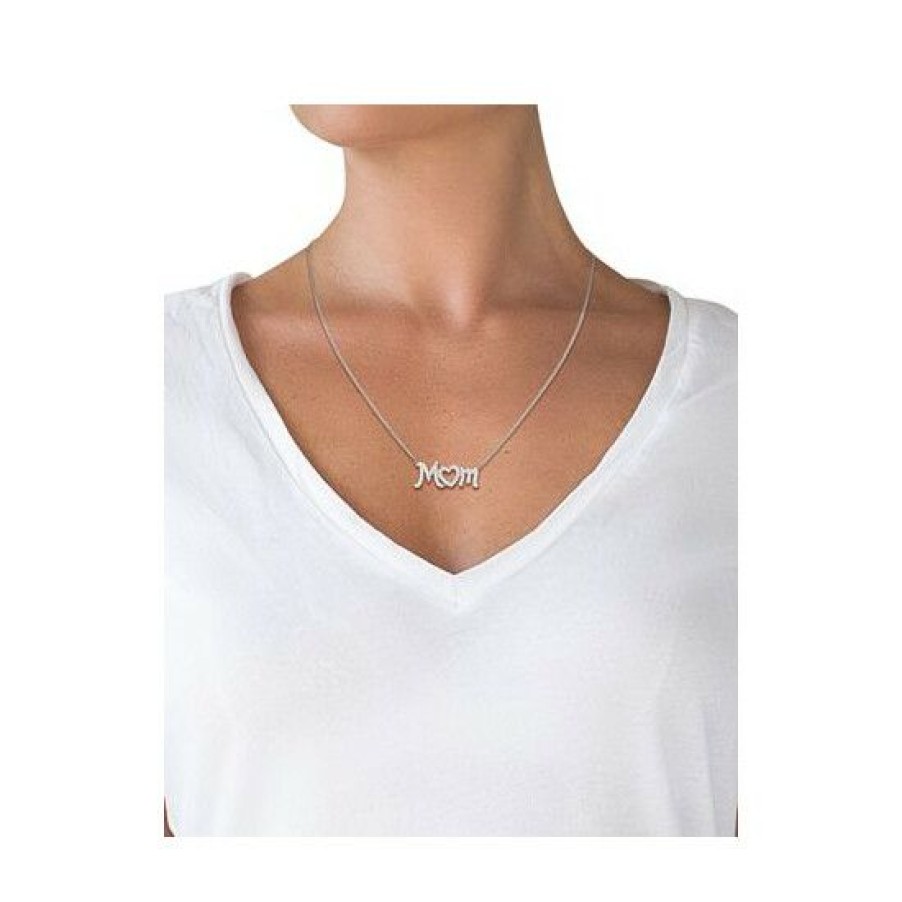 Jewelry & Watches * | Wholesale Giani Bernini Cubic Zirconia Mom Heart 18 Pendant Necklace In , Created For Macy'S Sterling Silver