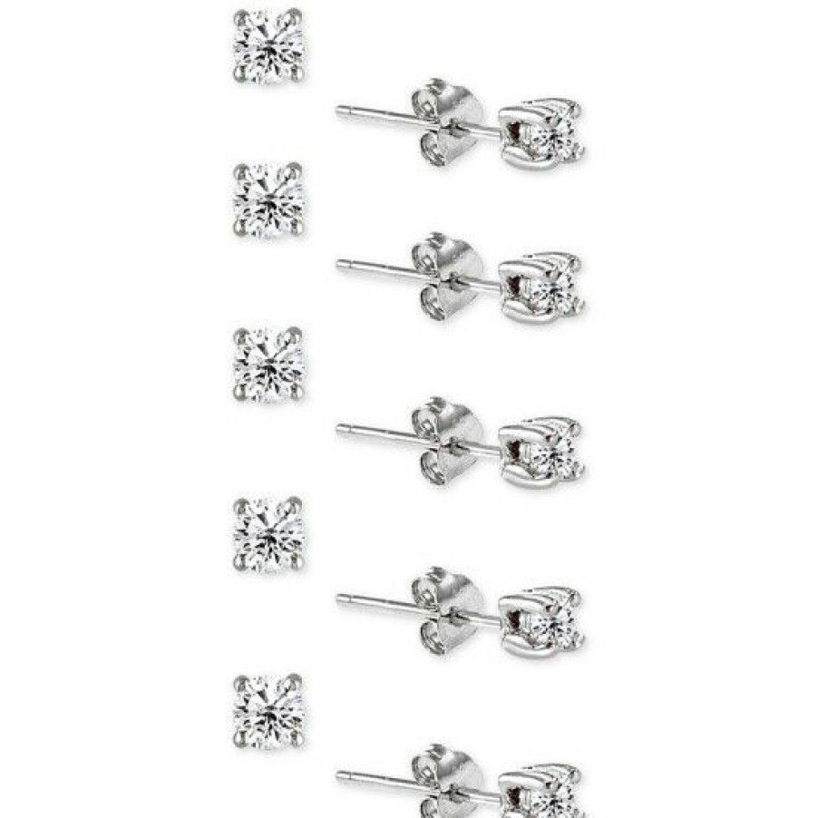 Jewelry & Watches * | Best Pirce Giani Bernini 5-Pc. Set Cubic Zirconia Stud Earrings, Created For Macy'S