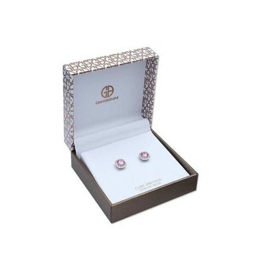 Jewelry & Watches * | Best Sale Giani Bernini Multi Colored Cubic Zirconia Cushion Shape Stud Earring In Sterling Silver Pink