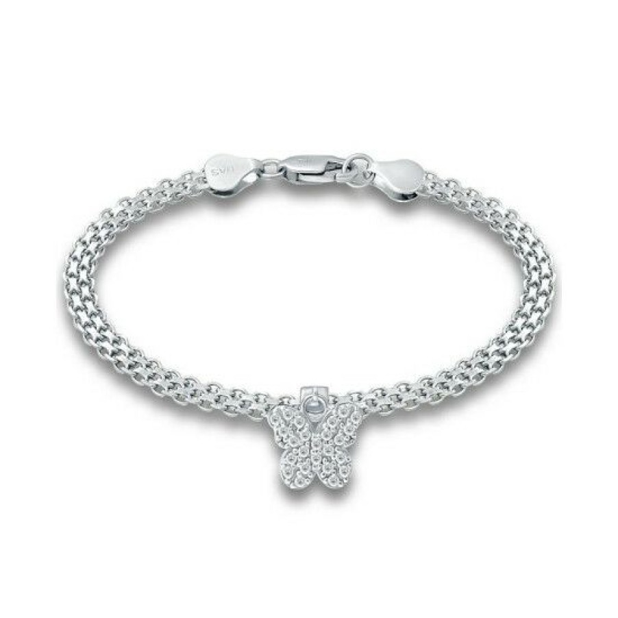 Jewelry & Watches * | Best Sale Giani Bernini Cubic Zirconia Butterfly Charm Bismark Chain Bracelet, Created For Macy'S