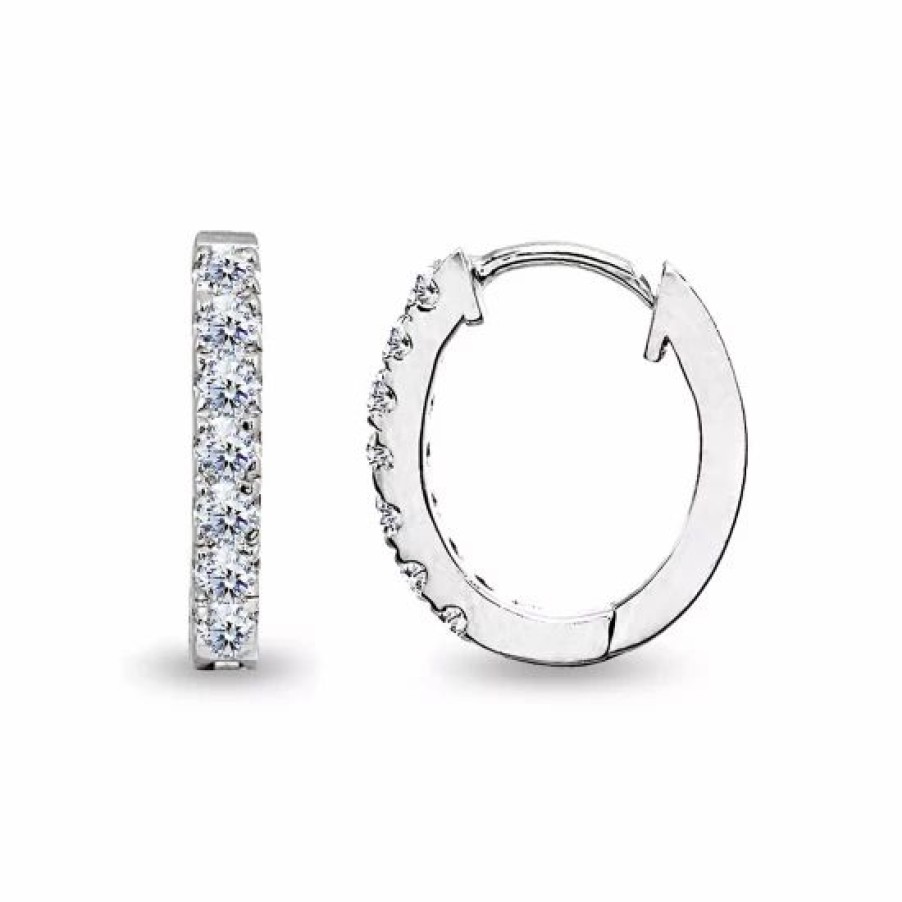 Jewelry & Watches * | Budget Giani Bernini Cubic Zirconia Oval Huggie Hoop Earrings In Sterling