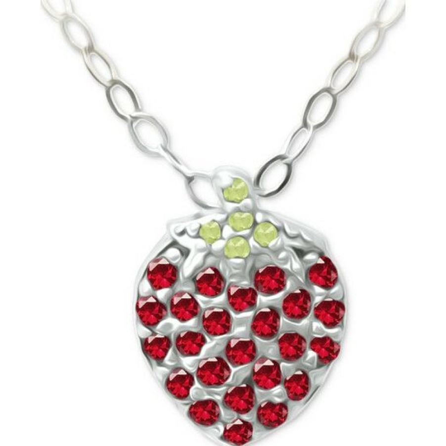 Jewelry & Watches * | Cheapest Giani Bernini Lab-Created Ruby (1/4 Ct. T.W.) & Cubic Zirconia Strawberry Pendant Necklace, 16 + 2 Extender, Created For Macy'S