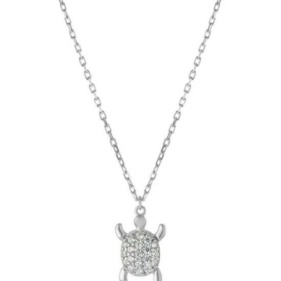 Jewelry & Watches * | Flash Sale Giani Bernini Cubic Zirconia Turtle Pendant Necklace In , 16 + 2 Extender, Created For Macy'S Sterling Silver