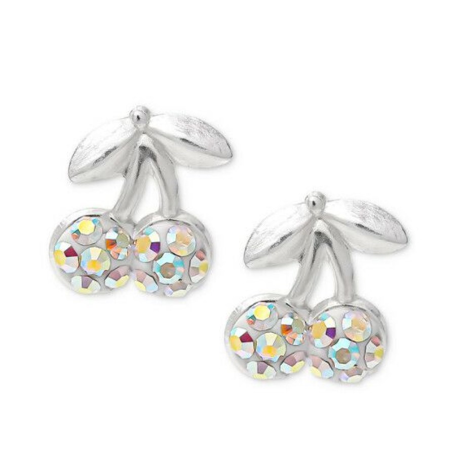 Jewelry & Watches * | Best Pirce Giani Bernini Crystal Cherry Stud Earrings In , Created For Macy'S Sterling Silver