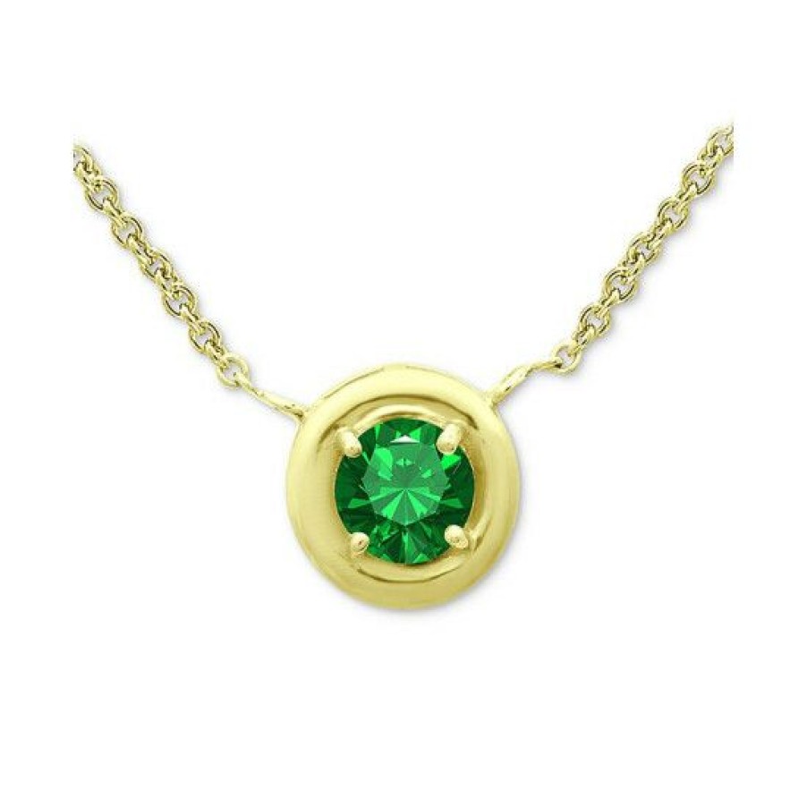 Jewelry & Watches * | Buy Giani Bernini Green Cubic Zirconia Framed 16 Pendant Necklace, Created For Macy'S