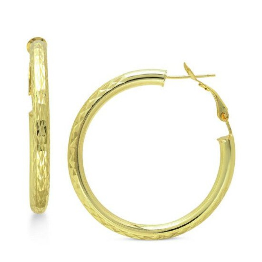 Jewelry & Watches * | Wholesale Giani Bernini Medium Hoop Earrings In 18K Gold-Plated Sterling Silver, 1-1/2, Created For Macy'S 18K Gold Over Sterling Silver