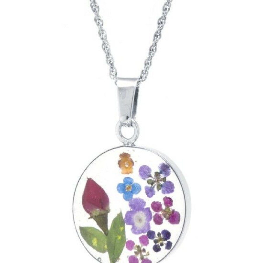 Jewelry & Watches * | Brand New Giani Bernini Medium Round Dried Flower Medal Pendant With 18 Chain In Sterling Silver. Available In Or Blue