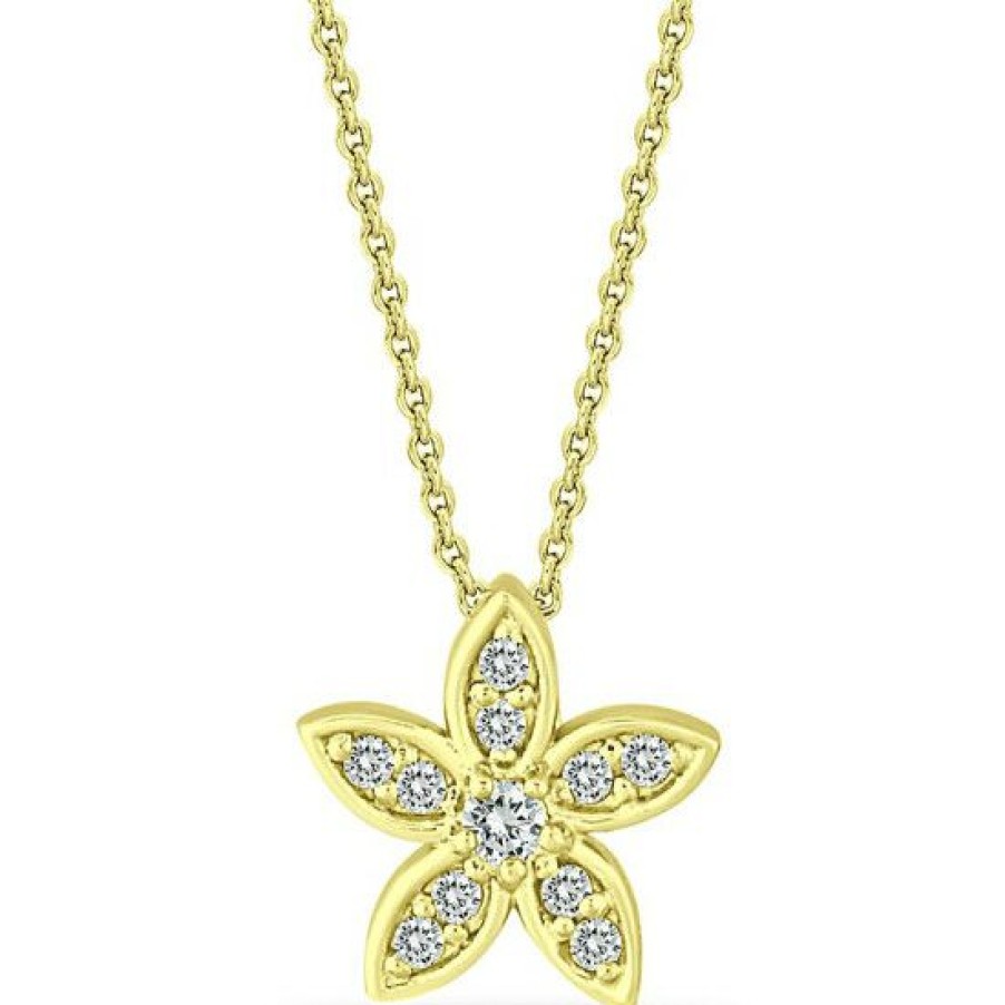 Jewelry & Watches * | Best Pirce Giani Bernini Cubic Zirconia Star Flower Pendant Necklace In 18K Gold-Plated Sterling Silver, 16 + 2, Created For Macy'S Gold Over Silver