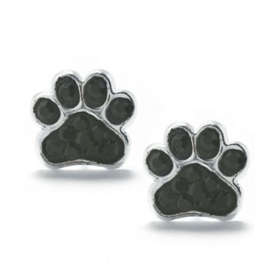 Jewelry & Watches * | Deals Giani Bernini Pave Crystal Dog Paw Stud Earrings Set In Sterling Silver Black