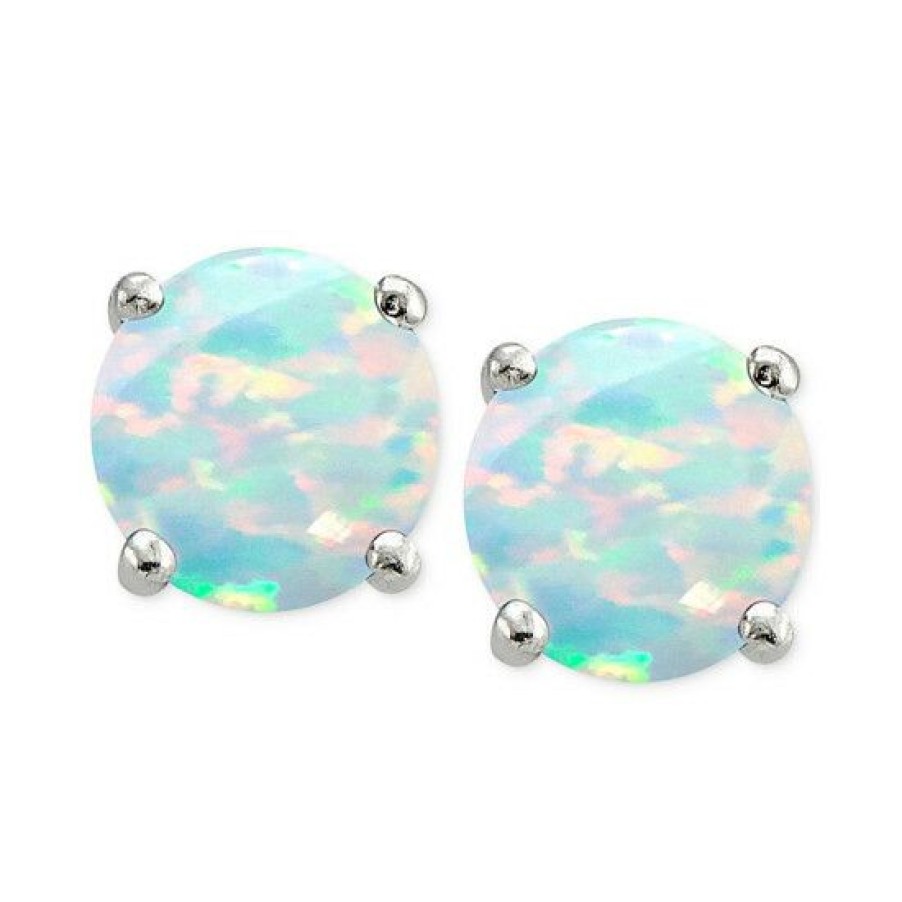 Jewelry & Watches * | Flash Sale Giani Bernini Cubic Zirconia Synthetic Opal Stud Earrings In Sterling , Created For Macy'S Silver