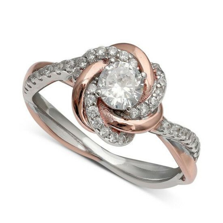 Jewelry & Watches * | Flash Sale Giani Bernini Cubic Zirconia Love Knot Ring In 18K Over Sterling Silver And Sterling Silver, Created For Macy'S Rose Gold