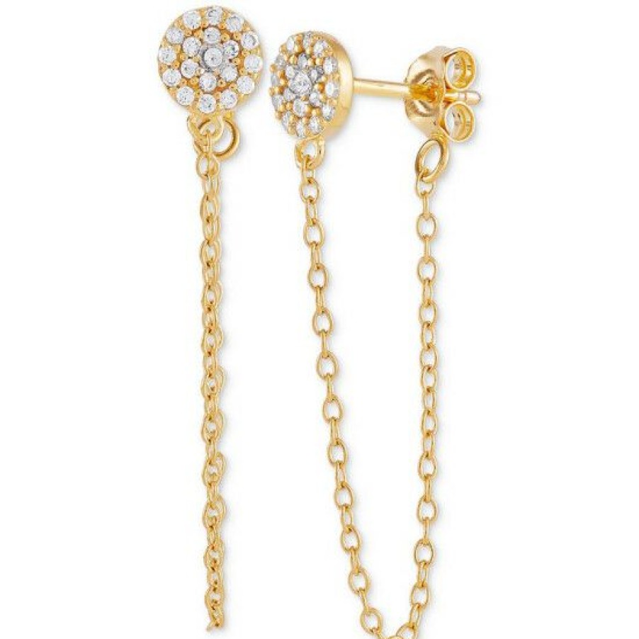 Jewelry & Watches * | Outlet Giani Bernini Cubic Zirconia Cluster Chain Drop Earrings In 14K Gold-Plated , Created For Macy'S (Also In )