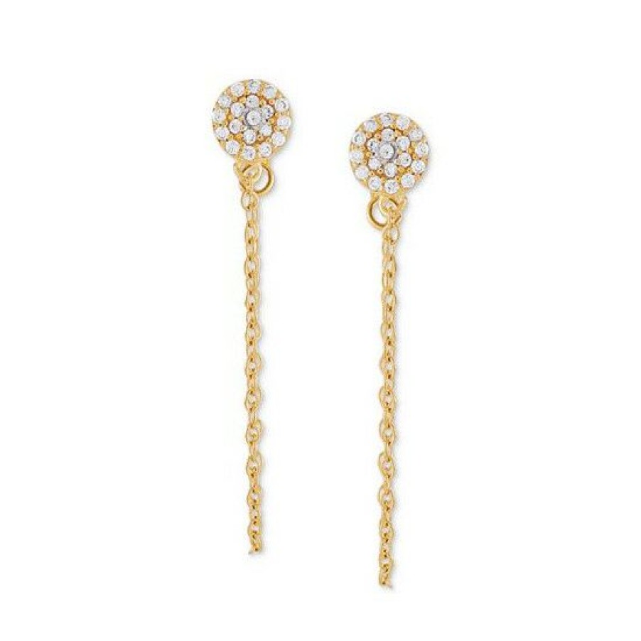 Jewelry & Watches * | Outlet Giani Bernini Cubic Zirconia Cluster Chain Drop Earrings In 14K Gold-Plated , Created For Macy'S (Also In )