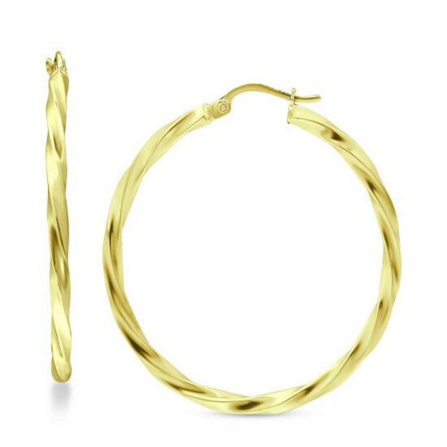 Jewelry & Watches * | Deals Giani Bernini Large Twist Hoop Earrings In 18K Gold-Plated Sterling Silver, 2-3/8, Created For Macy'S Gold Over Silver