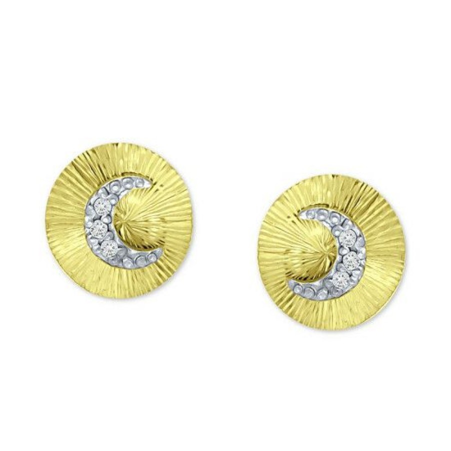 Jewelry & Watches * | Best Pirce Giani Bernini Cubic Zirconia Moon Disc Stud Earrings, Created For Macy'S