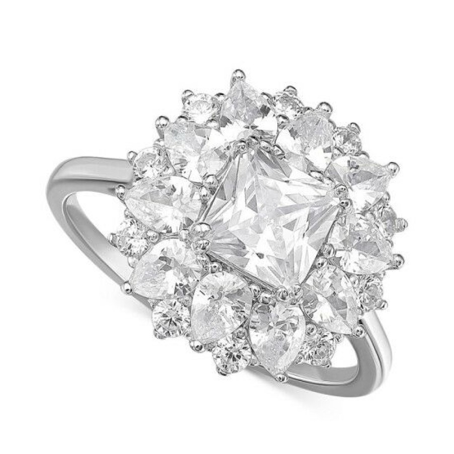 Jewelry & Watches * | Outlet Giani Bernini Cubic Zirconia Princess Flower Statement Ring In , Created For Macy'S Sterling Silver