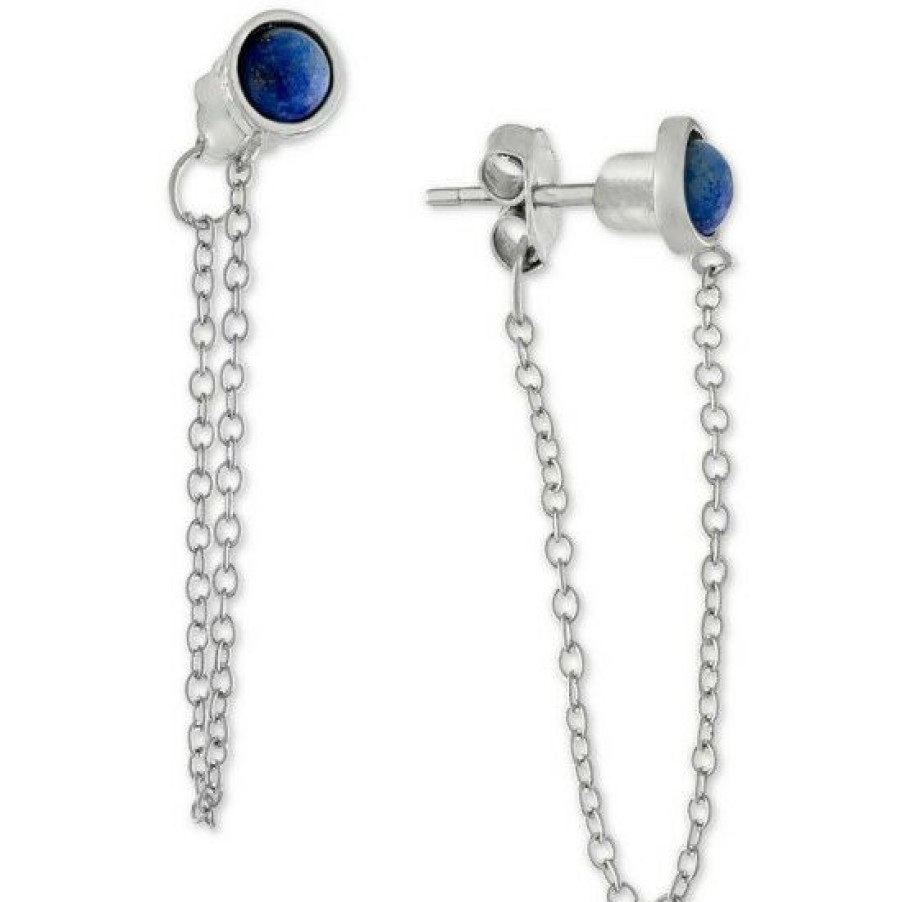 Jewelry & Watches * | New Giani Bernini Front & Back Chain Drop Earrings In Sterling Silver, Created For Macy'S Lapis