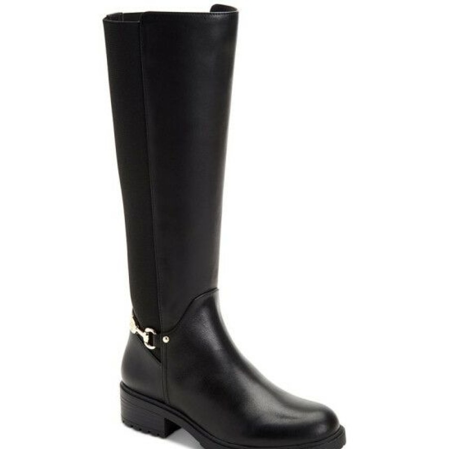 Shoes * | Coupon Giani Bernini Barnibee Riding Boots, Created For Macy'S Black Leather