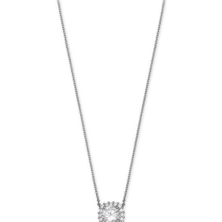 Jewelry & Watches * | Best Sale Giani Bernini Cubic Zirconia Halo Pendant Necklace In Sterling , Created For Macy'S Silver