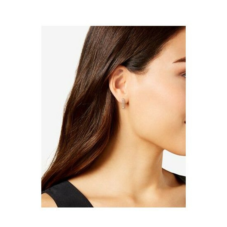 Jewelry & Watches * | Cheapest Giani Bernini Cubic Zirconia Paperclip Link Stud Earrings, Created For Macy'S Gold Over