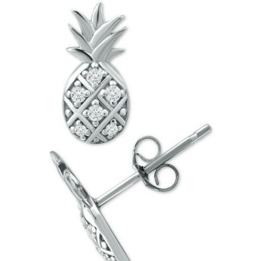 Jewelry & Watches * | Coupon Giani Bernini Cubic Zirconia Pineapple Stud Earrings In , Created For Macy'S Sterling Silver