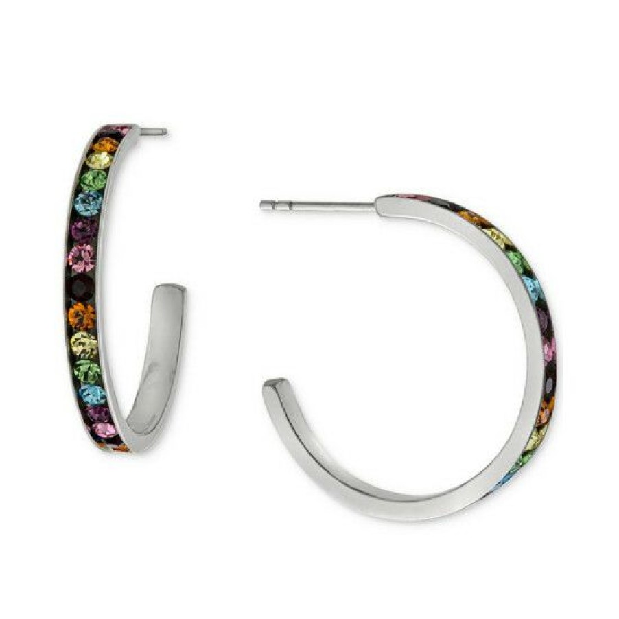 Jewelry & Watches * | Cheap Giani Bernini Crystal Small Hoop Earrings In Sterling , 1, Created For Macy'S