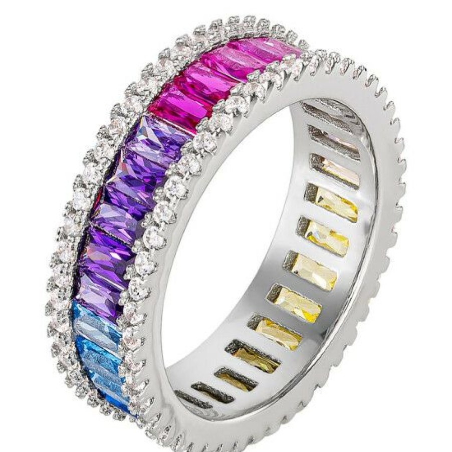 Jewelry & Watches * | Best Deal Giani Bernini Color Cubic Zirconia Baguette Ring In Sterling Silver, Created For Macy'S Multi