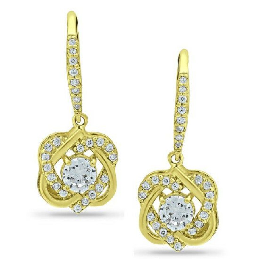 Jewelry & Watches * | Outlet Giani Bernini Cubic Zirconia Cluster Drop Earrings In 18K Gold-Plated Sterling Silver, Created For Macy'S Gold Over Silver