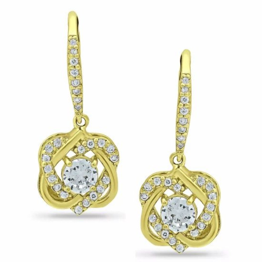 Jewelry & Watches * | Outlet Giani Bernini Cubic Zirconia Cluster Drop Earrings In 18K Gold-Plated Sterling Silver, Created For Macy'S Gold Over Silver