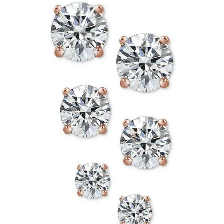 Jewelry & Watches * | Promo Giani Bernini 3-Pc. Cubic Zirconia Sterling Stud Earrings In 18K Plated, 18K Plated And Sterling , Created For Macy'S