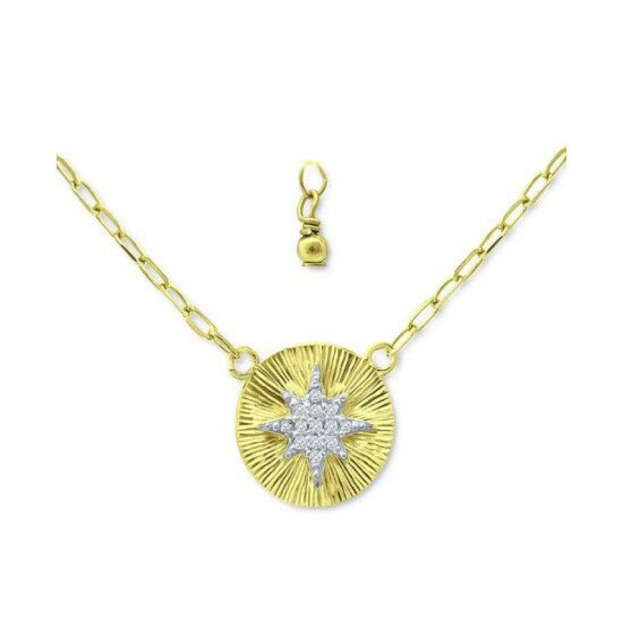 Jewelry & Watches * | Budget Giani Bernini Cubic Zirconia Starburst Disc Pendant Necklace, 16 + 2 Extender, Created For Macy'S