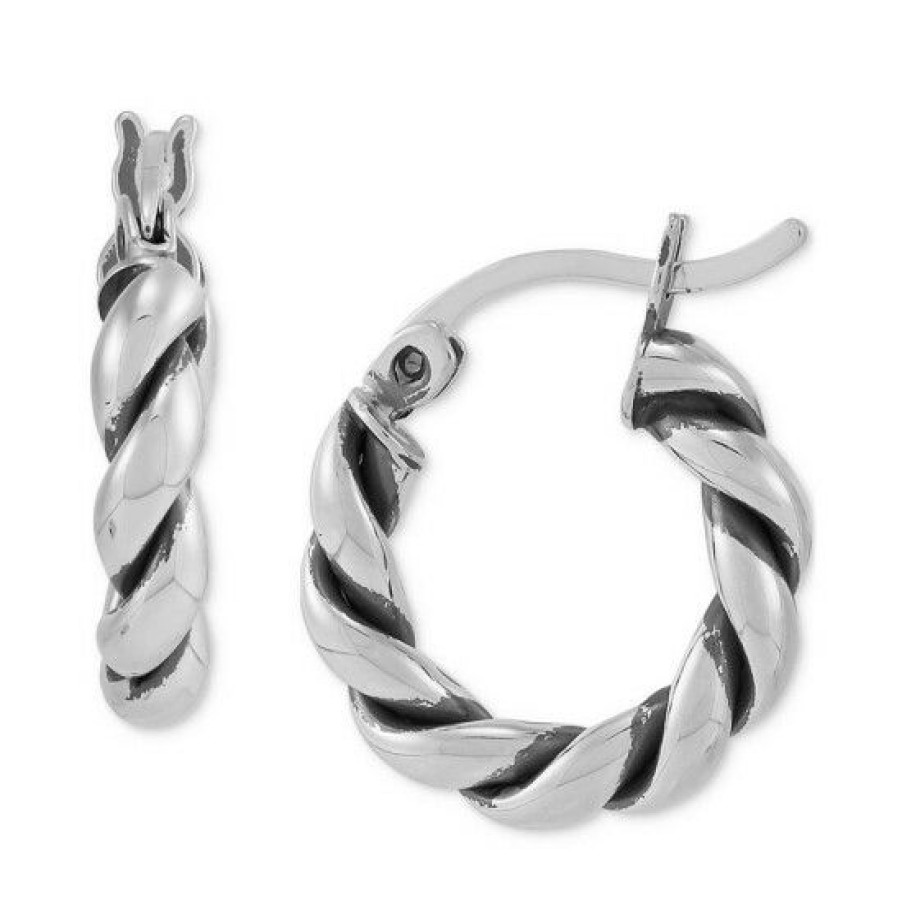 Jewelry & Watches * | New Giani Bernini Oxidized Twist Tube Small Hoop Earrings In Sterling , 15Mm , Created For Macy'S Silver