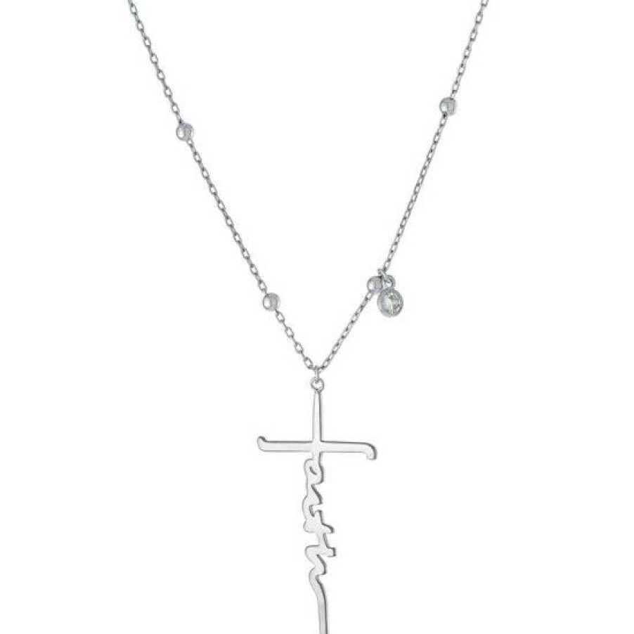 Jewelry & Watches * | Buy Giani Bernini Cubic Zirconia Faith Cross Pendant Necklace In , 16 + 2 Extender, Created For Macy'S Sterling Silver