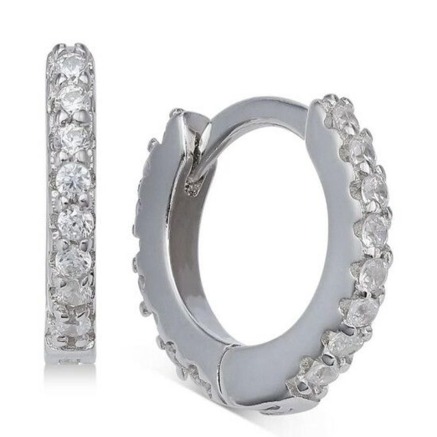 Jewelry & Watches * | Coupon Giani Bernini Extra-Small Cubic Zirconia Huggie Hoop Earrings In , 0.4, Created For Macy'S Sterling Silver