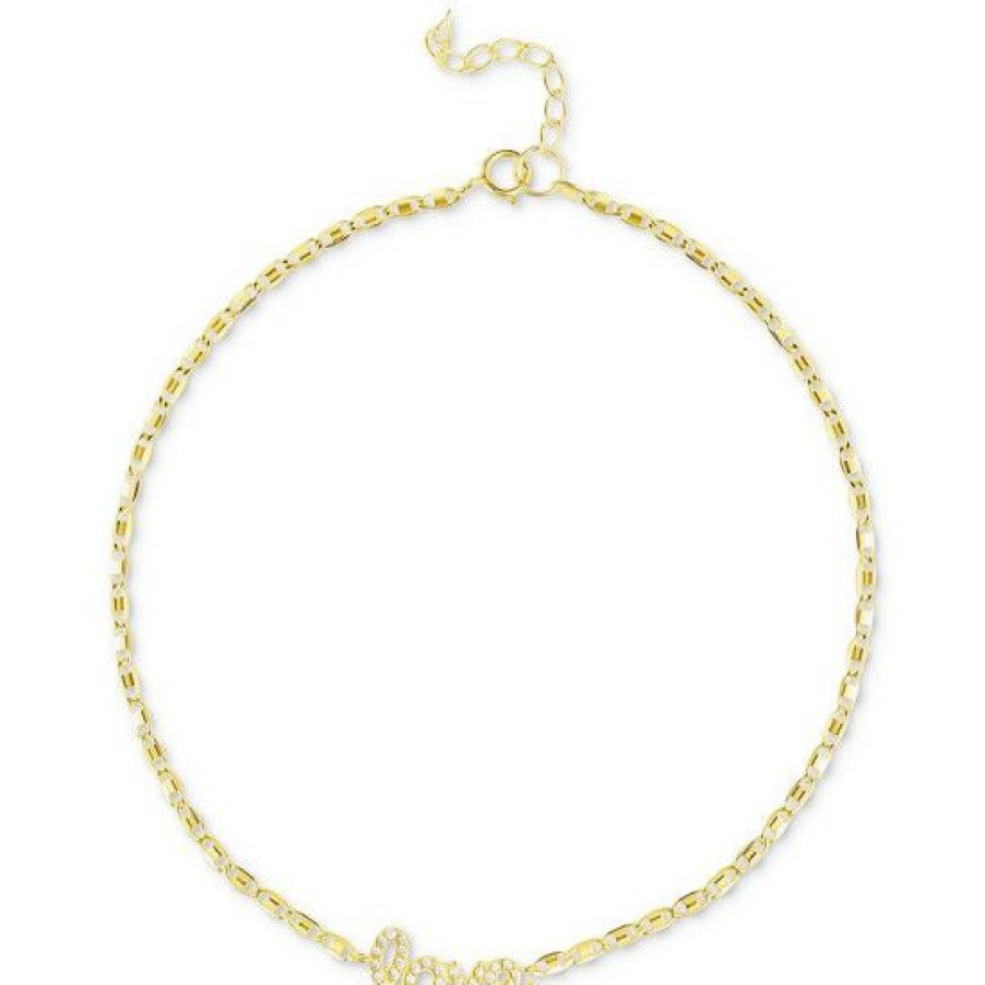 Jewelry & Watches * | Outlet Giani Bernini Cubic Zirconia Love Script Ankle Bracelet In 18K Gold-Plated , Created For Macy'S