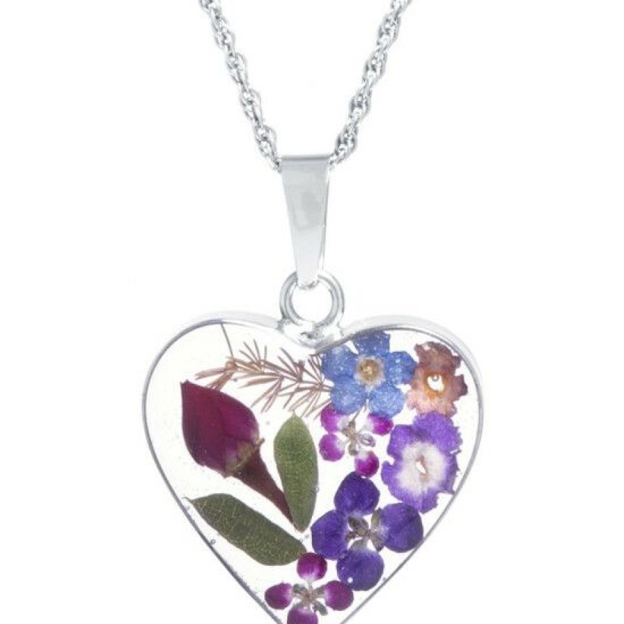 Jewelry & Watches * | Best Pirce Giani Bernini Medium Heart Dried Flower Pendant With 18 Chain Crafted In Sterling Silver. Available In Or