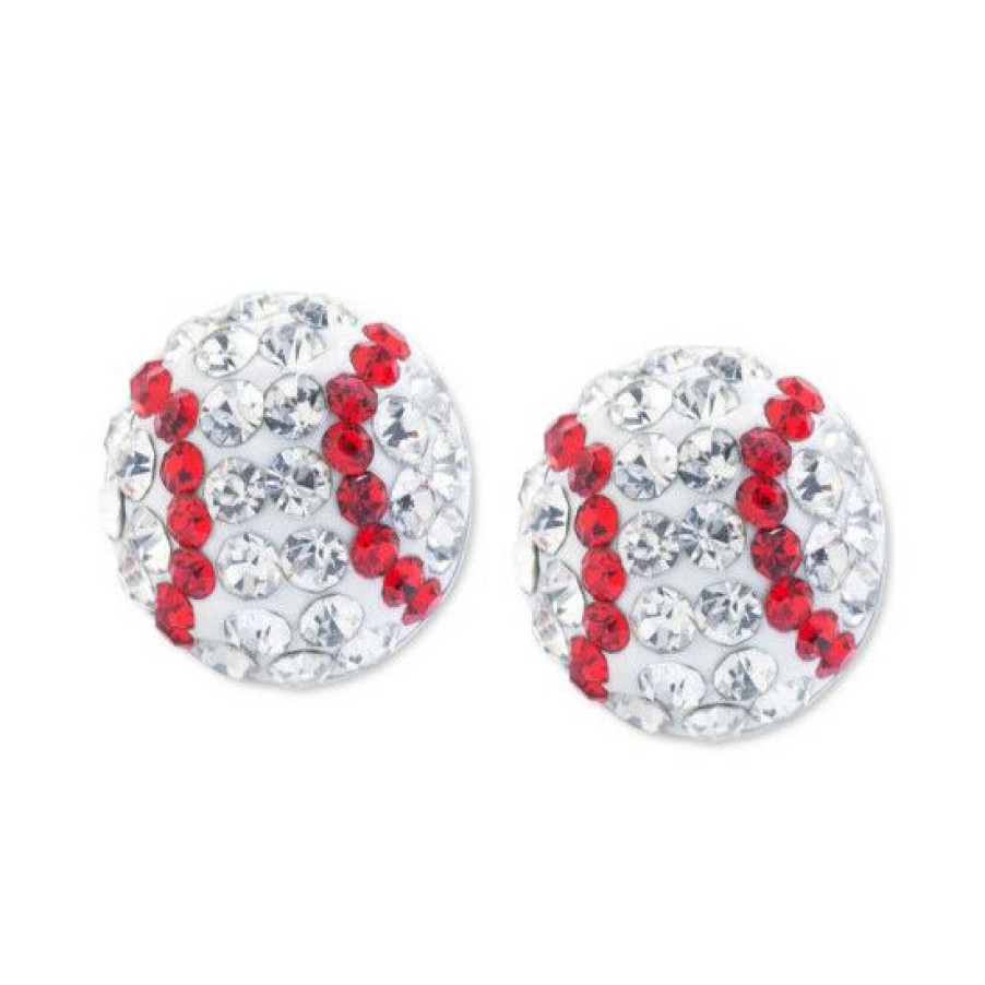 Jewelry & Watches * | Hot Sale Giani Bernini Crystal Baseball Stud Earrings In Sterling Silver