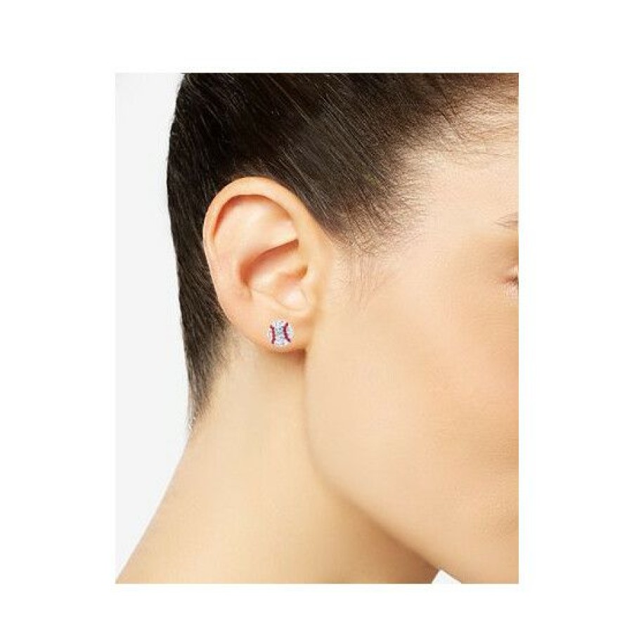 Jewelry & Watches * | Hot Sale Giani Bernini Crystal Baseball Stud Earrings In Sterling Silver