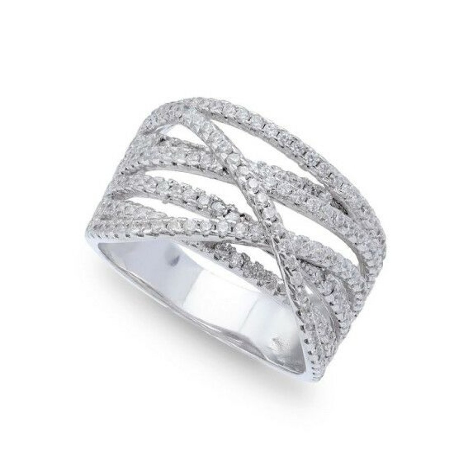 Jewelry & Watches * | Discount Giani Bernini Cubic Zirconia Pave Interlocking Ring (1-1/6 Ct. T.W.) In Sterling Silver