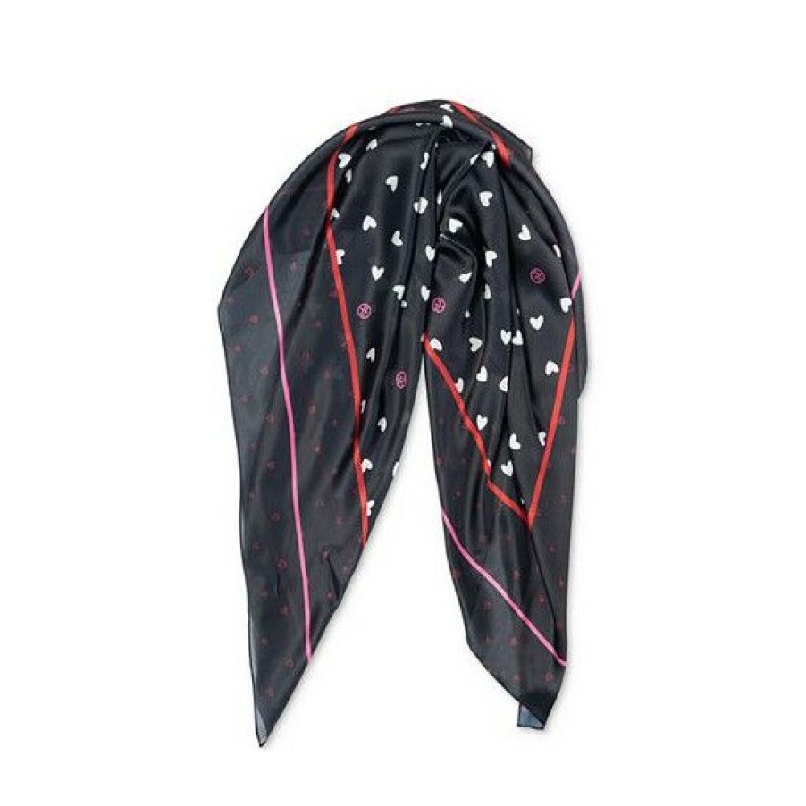 Handbags & Accessories * | New Giani Bernini Women'S Scribble Hearts Square Scarf Black