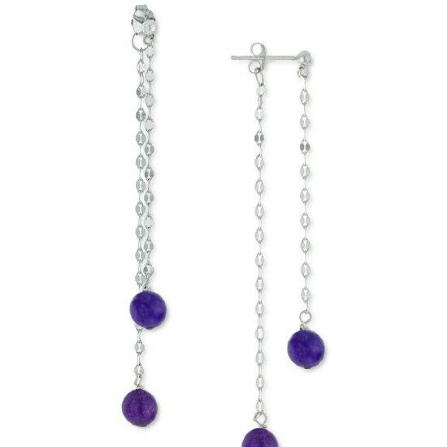 Jewelry & Watches * | Budget Giani Bernini Purple Quartz Front & Back Drop Earrings In , Created For Macy'S Sterling Silver