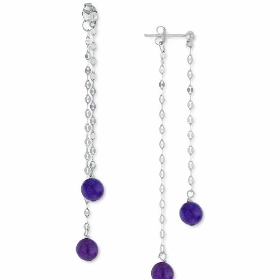 Jewelry & Watches * | Budget Giani Bernini Purple Quartz Front & Back Drop Earrings In , Created For Macy'S Sterling Silver