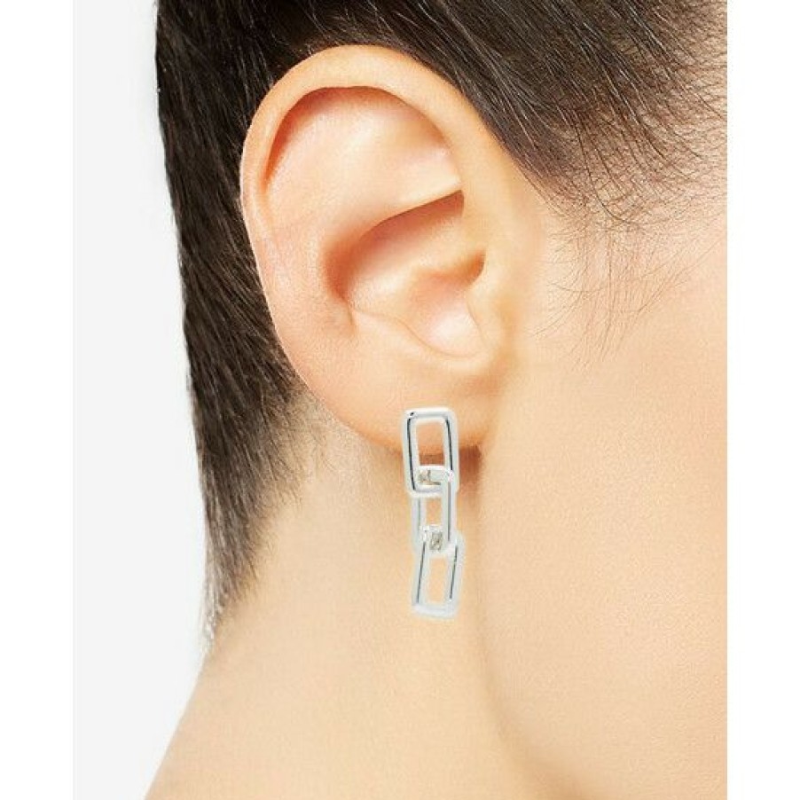 Jewelry & Watches * | Outlet Giani Bernini Polished Rectangle Chain Link Drop Earrings In , Created For Macy'S Sterling Silver