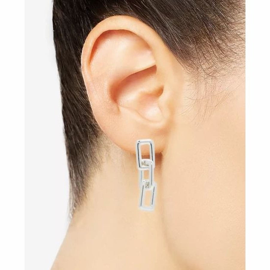 Jewelry & Watches * | Outlet Giani Bernini Polished Rectangle Chain Link Drop Earrings In , Created For Macy'S Sterling Silver