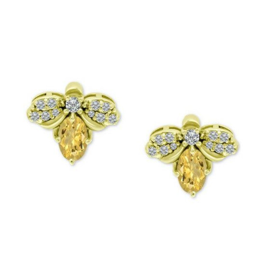 Jewelry & Watches * | Flash Sale Giani Bernini Cubic Zirconia Bee Stud Earrings In 18K Gold-Plated Sterling Silver, Created For Macy'S Gold Over Silver