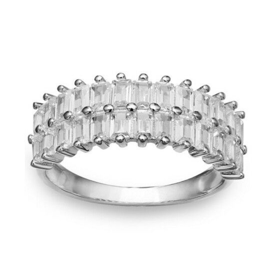 Jewelry & Watches * | Best Deal Giani Bernini Cubic Zirconia Baguette Statement Ring In Sterling Silver, Created For Macy'S White