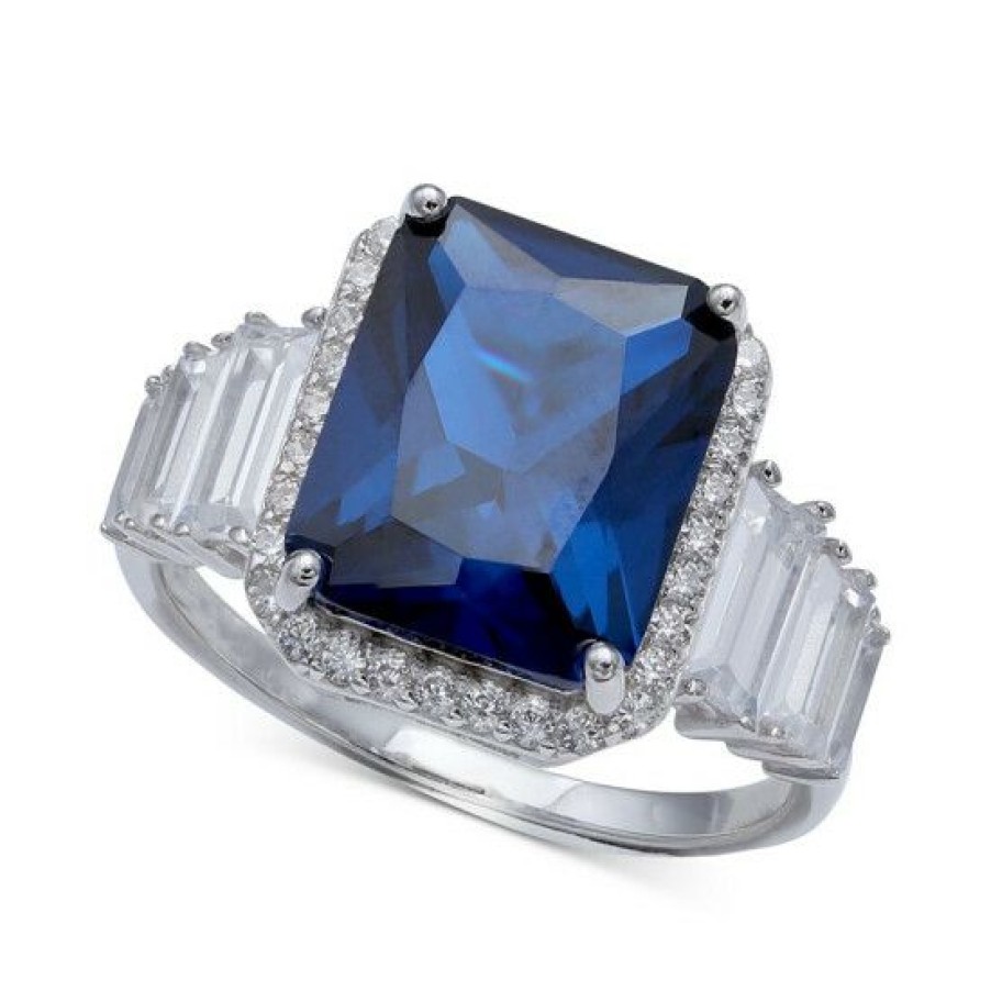 Jewelry & Watches * | Promo Giani Bernini Cubic Zirconia Blue Statement Ring In Sterling Silver